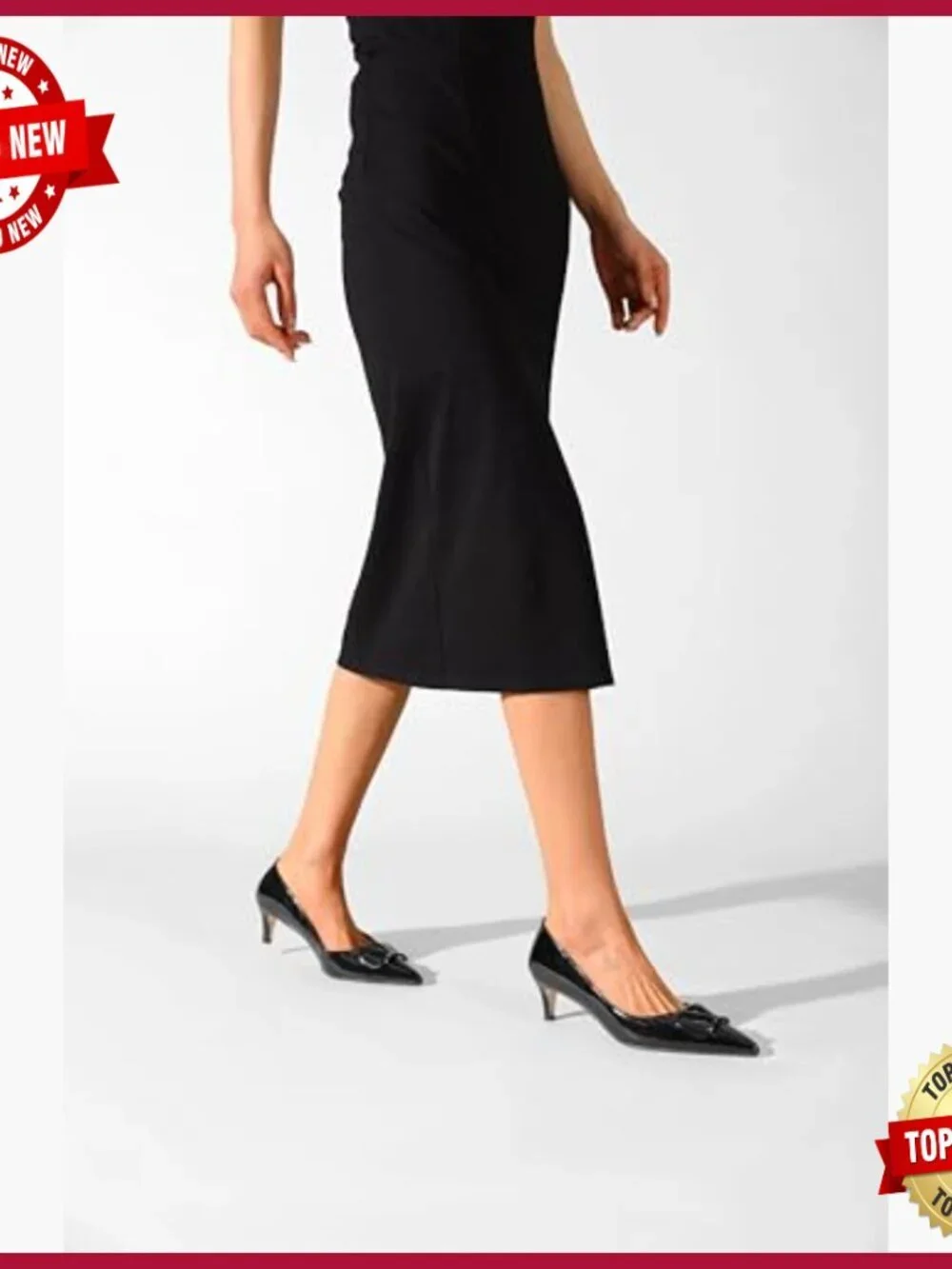 Patent Leather Kitten Heel Pumps Slip On Pointed Toe Casual Shoes